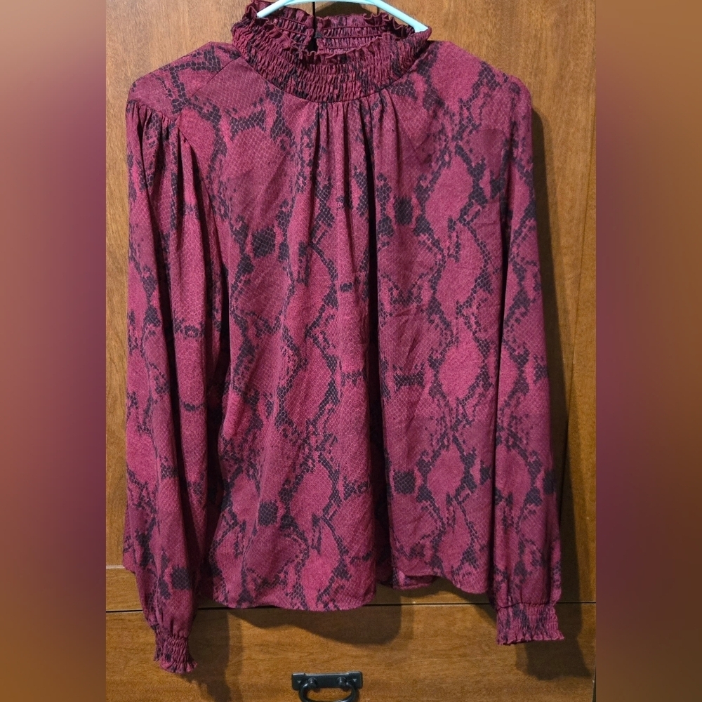 Banana Republic Burgundy Snake Print Blouse